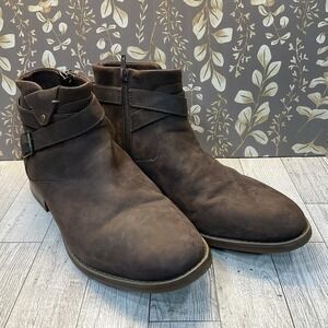 Clarks Camzin Dime Boots‎ Women's 10 Brown Leather Comfort Buckle Zip Booties